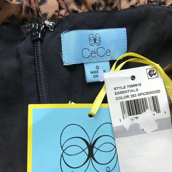 CeCe Chiffon Leopard Print Wide Leg Jumpsuit NWT Size 0 - Picture 8 of 11